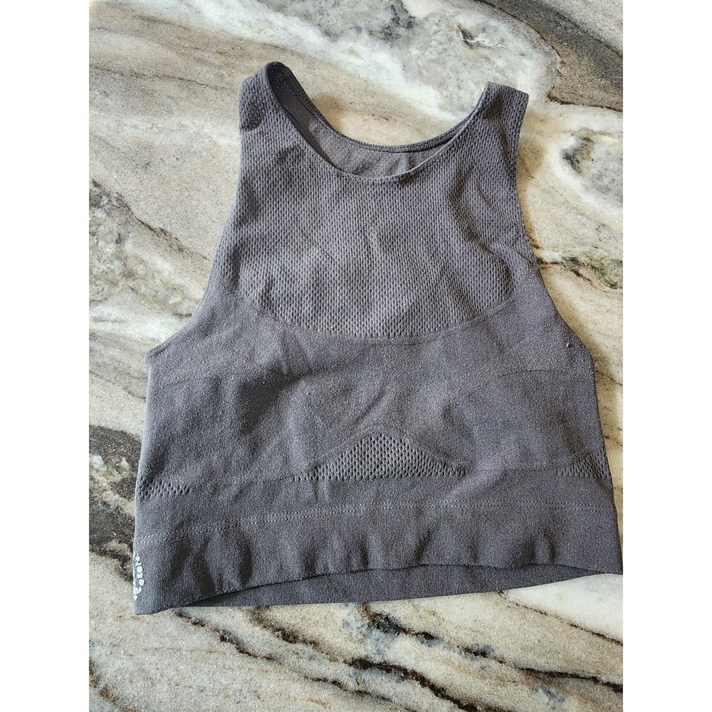 FP Movement Good Karma Crop Tank Top Charcoal Gray Womens Size M Seamless Yoga